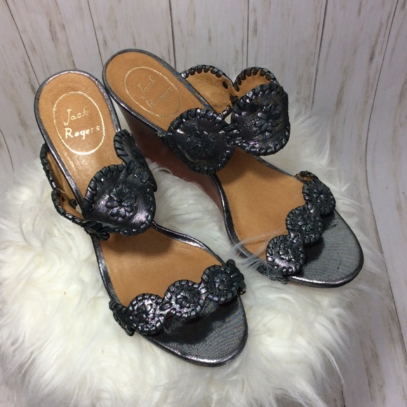 Jack Rogers Shoes - Jack Rogers Metallic Gunmetal Luccia Wedge Sandal Jack Rogers Shoes - Jack Rogers Metallic Gunmetal Luccia Wedge Sandal